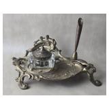 Vtg Brass Ink Well Art Nouveau Style Ornate