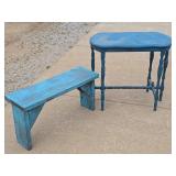 Country Blue Table & Bench
