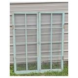 Antique Wood Framed Glass Cabinet Doors