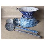 Collection of  Antique Blue and white Splatterware