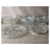 Lot of Vtg Cut Glass Cake Stand Bowls & Platter