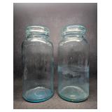 Large Antique Blue Aqua Safety Valve Half Gallon