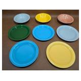 Unmarked Fiesta Ware Style Plates & Bowls