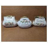 Lefton Porcelain "Pin Money" Purse Coin Banks