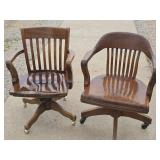 Two Vintage Wooden Office Chairs