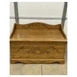 OAK HOPE CHEST, END OF BED CHEST, STORAGE CHEST
