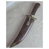 Vintage Indian Dagger Hand-Carved Wooden Sheath