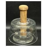 Glass & Wood Butter Press, Mold w/ Cow Stamp with