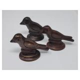 3 Vtg Bronze Birds Placecard Holders