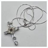 ITALIAN STERLING SILVER CROSS PENDANT AND CHAIN