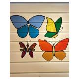 4 STAINED GLASS BUTTERFLY SUM CATCHERS NO CRACKS