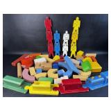VTG Wood Toys Bill Ding Clown Play Skool Train