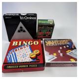 Yahtzee/ Bingo/ Pass the Pugs/ Tri-Ominos Games