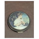 Vintage Powder Compact with Italian silk Art