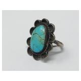 Vtg Sterling Silver & Turquoise Ring