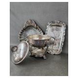 Vntg Silverplate Serving Pieces w/ Shell Dishes +