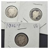 1900 S, 1900 P & 1902 P MERCURY SILVER DIMES