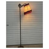 Antique Cast Iron Bridge Lamp w/ Ornate Painted