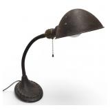 Vtg Gooseneck Desk Lamp Cast Iron Base Art Deco