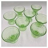 Set of 8 Depression / Uranium Glass Sherbet Cups