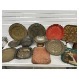 VINTAGE METAL TRAYS & SERVING PCS. INCLUDING