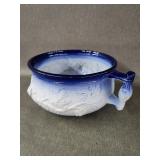 Staffordshire Chamber Pot -  Cobalt Rim on White