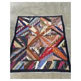 VINTAGE HAND QUILTED NECKTIE QUILT SOME TIES