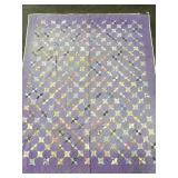 VINTAGE HAND QUILTED PATCHWORK QUILT PURPLE W/ A