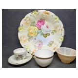 Antique German Rose Bowl, Moss Rose Demitasse Cup