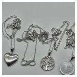 4- NEW 925 SILVER NECKLACE WITH HEART, INFINITY,