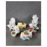Vntg Shawnee Pig Planters & Fitz & Floyd OCI Book