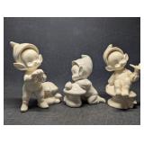 Vintage Porcelain Gnomes on Mushrooms