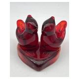 TITAN ART GLASS RUBY RED CARDINALS IN LOVE