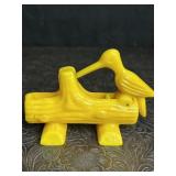 VINTAGE YELLOW PLASTIC WOODPECKER TOOTHPICK