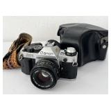 Canon AE-1 Program 35mm Camera w Case Untested.