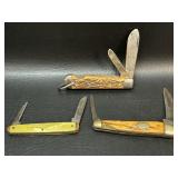 3 Vintage USA Pocket Knives Camillus + , Damage