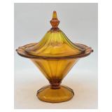 Vtg. UV Reactive Tiffin Amberina Covered Candy