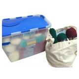 Plastic Storage Tote W/ Yarn Skeins +