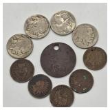 INDIAN HEAD PENNIES, BUFFALO NICKELS & OLD OLD