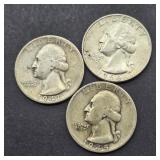 3 WASHINGTON SILVER QUARTERS