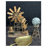 COPPER & BRASS WINDMILLS & LEAF TRAY/PLATE