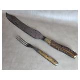 Old John Newton & Co Sheffield Carving Knife Stag