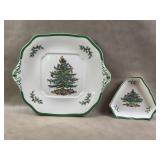 Spode Christmas Tree Square Handled Cake Plate  &