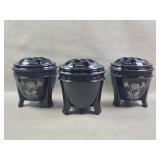 Vtg 1930s L.E. Smith Black Greek Key flower frog