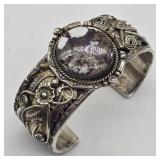 GW STERLING SILVER WILD HORSE TURQUOISE CUFF