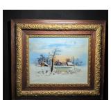 Original Antique Traditional Winter Landscape