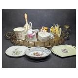 Vintage Brass Bamboo Tray Serving Vanity