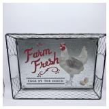 FARM FRESH EGGS METAL SERVING TRAY