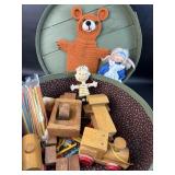 Wood Toys in VTG Wood Cheese Box