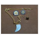 Masonic Pins, Mother Of Pearl Tooth Watch Fob, +